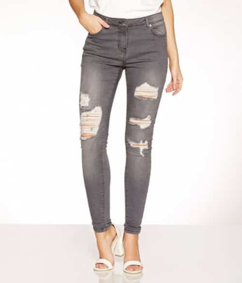 Grey Stretch Ripped Skinny Jeans - SAVE 33%