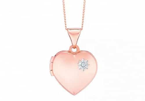 SAVE 30% on this 9ct Rose Gold Diamond Set Heart Locket With 18" Chain!