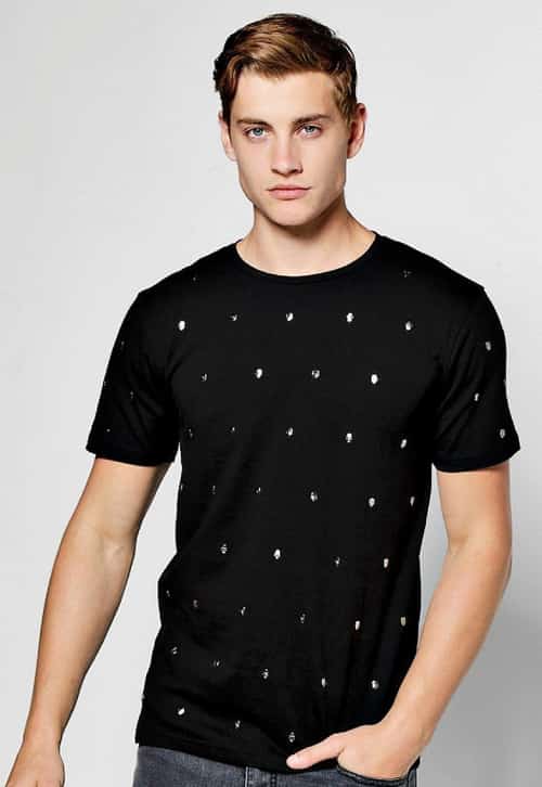 25% OFF Men's Skull Studded T-Shirt!
