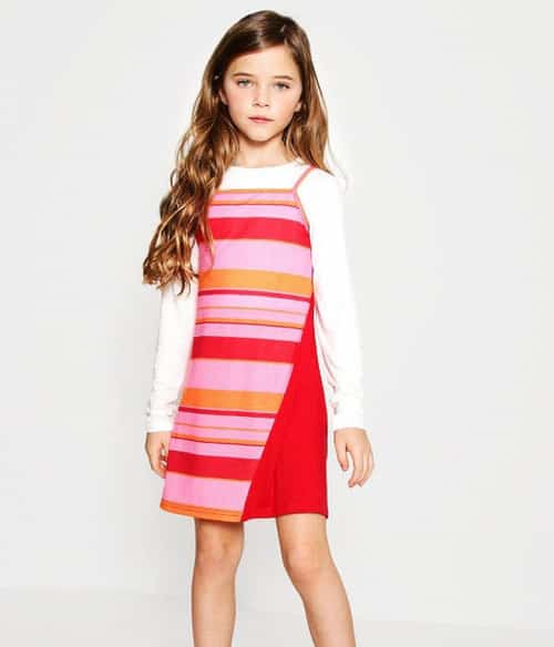 Girls Two Piece Colour Block Dress - SAVE 64%!