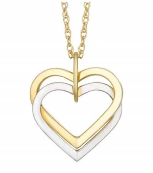 60% OFF - Together Silver & 9ct Bonded Gold Double Heart Pendant!
