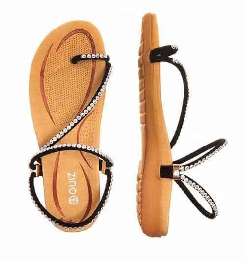 35% OFF - Diamante Slant Strap Flat Sandals!