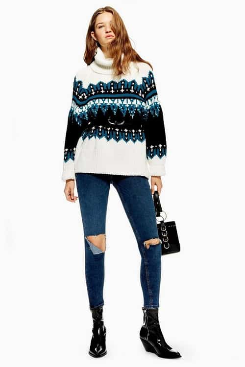 KNIT WEAR - Sequin Oversized Fair Isle Jumper £59.00
