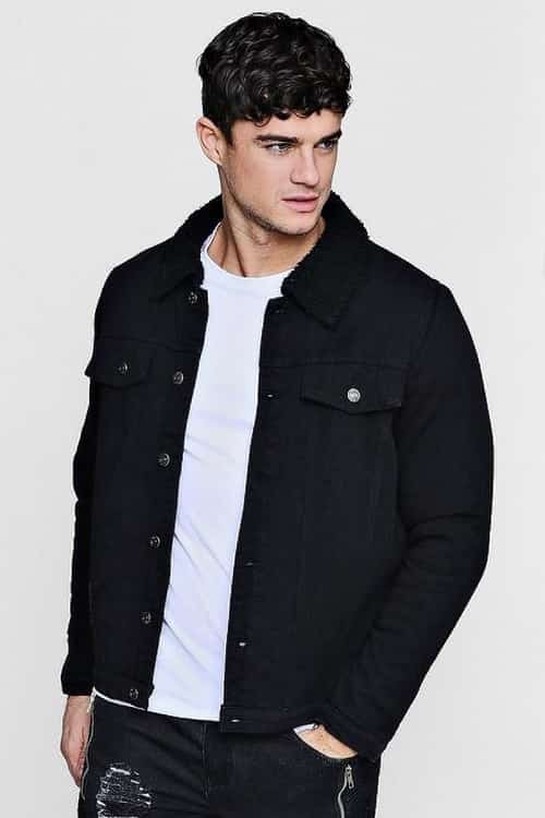 30% OFF - FULLY BORG LINED BLACK DENIM JACKET!