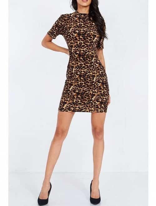 ANIMAL PRINT HIGH NECK BODYCON DRESS ONLY £20