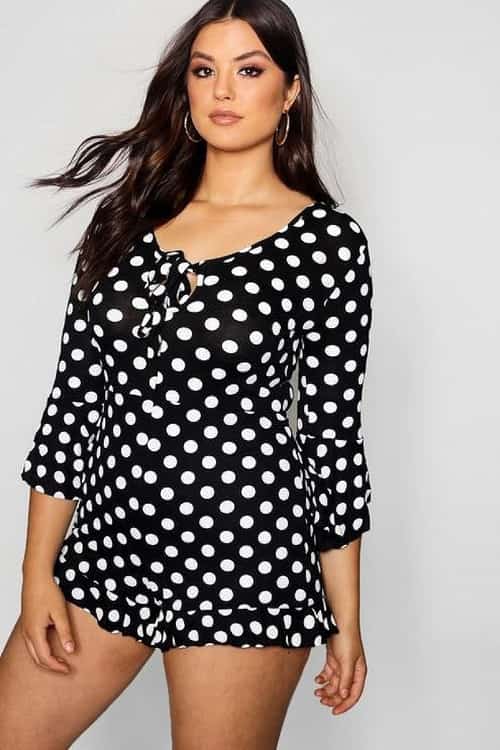 43% OFF - Plus Spot Frill Playsuit!