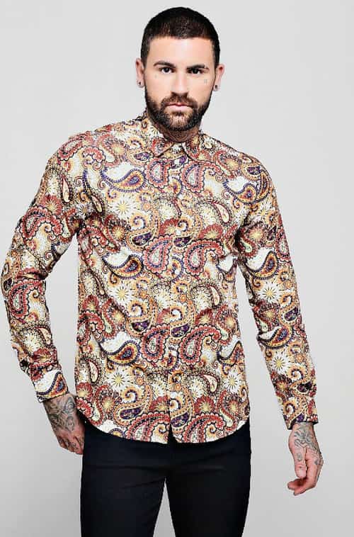 20% OFF MENSWEAR - Large Paisley Print Long Sleeve Shirt!