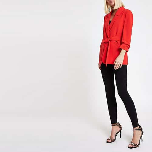 SAVE £30.00 - Red ruched sleeve tie waist blazer!