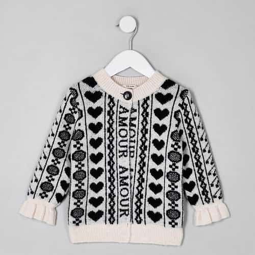 SALE, SAVE £6.00 - Mini girls black ‘amour’ print cardigan!