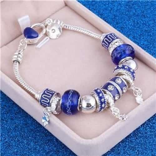Crystal Charm Silver Bracelet & Bangles
