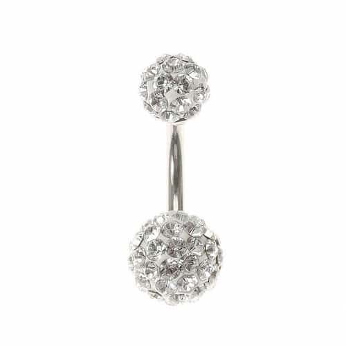 SALE, SAVE ON BODY JEWELLERY - Silver Swarovski Crystal Belly Bar B1G1FREE!