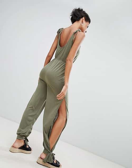 SALE, SAVE £16.00 - ASOS DESIGN tie detail split side beach jersey jumpsuit!