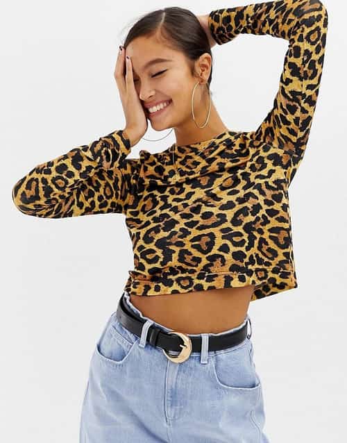 SALE - COLLUSION boxy long sleeve top in leopard print!