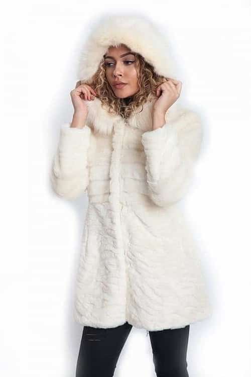 Cream hoodes faux fur