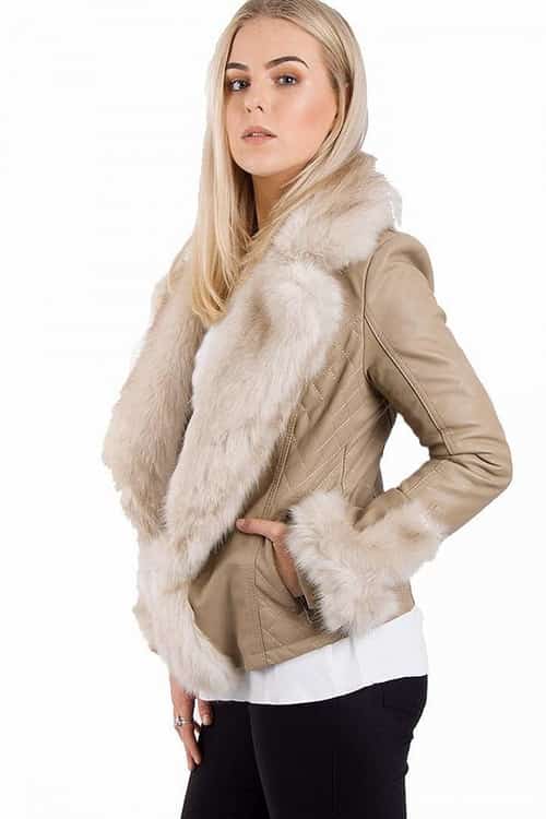 Leather look biker jacket