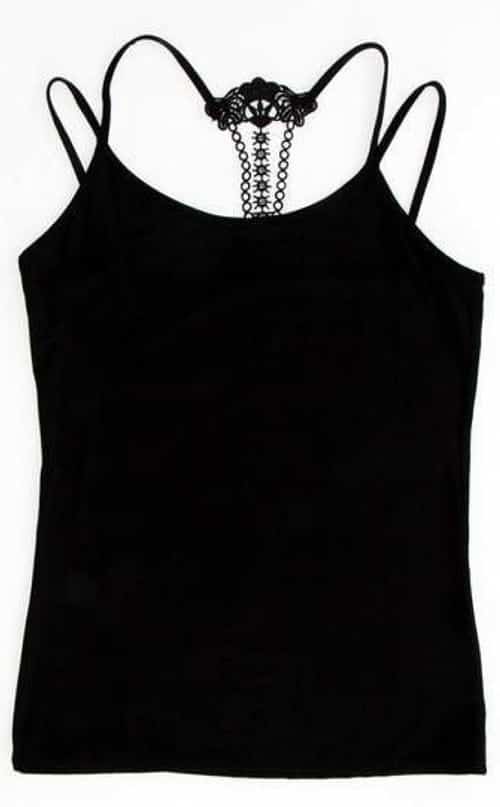 Black cami with lace back detail