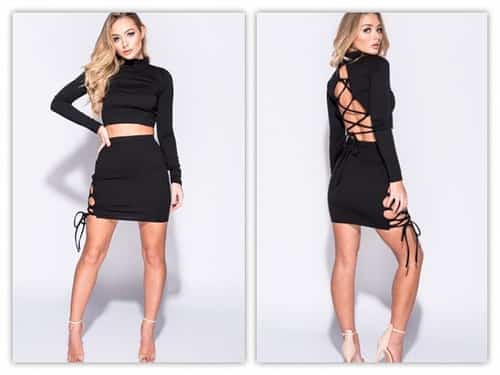 BLACK LACE UP DETAIL 2 PIECE