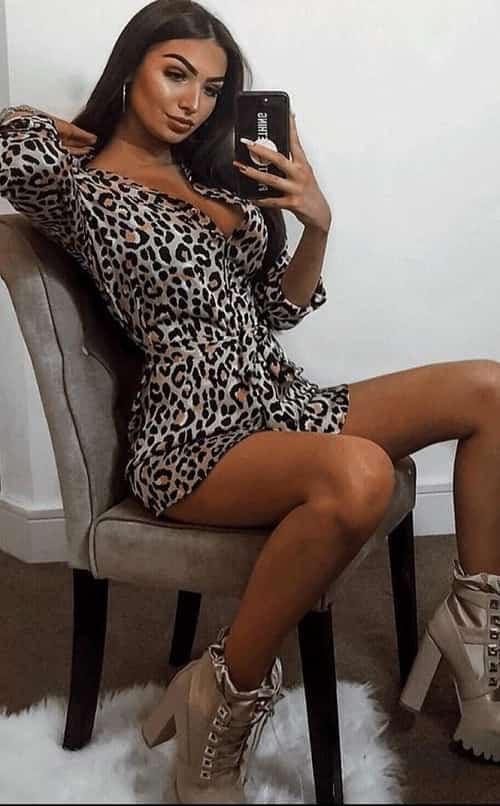 LEOPARD PRINT TIE WAIST SHIRT DRESS
