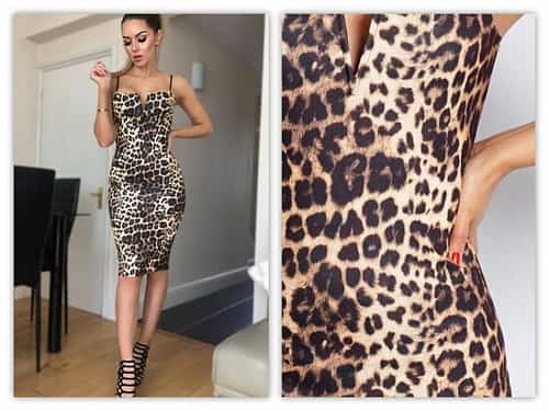 'V' PLUNGE NECK ANIMAL PRINT DRESS
