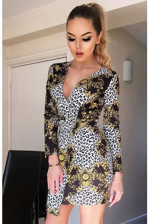 PLUNGE NECKLINE FRONT WRAP DRESS