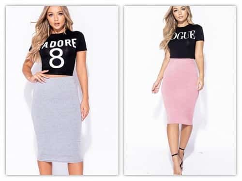 SRETCH JERSEY PENCIL MIDI SKIRT