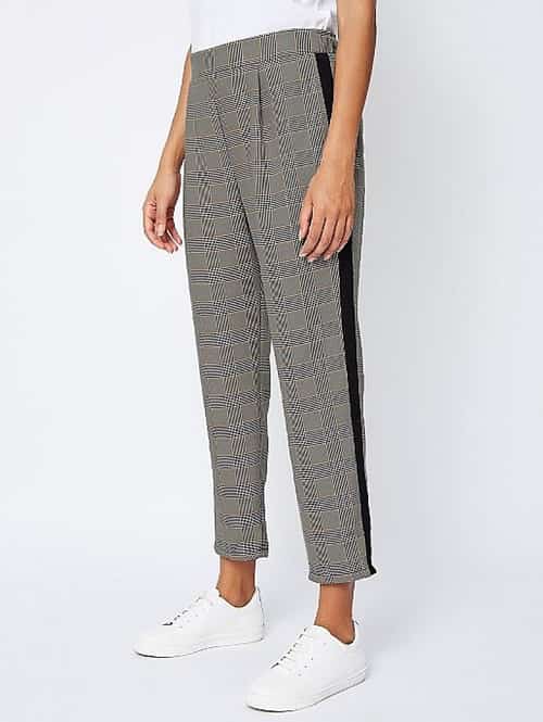 SALE - Check Side Stripe Woven Tapered Trousers!