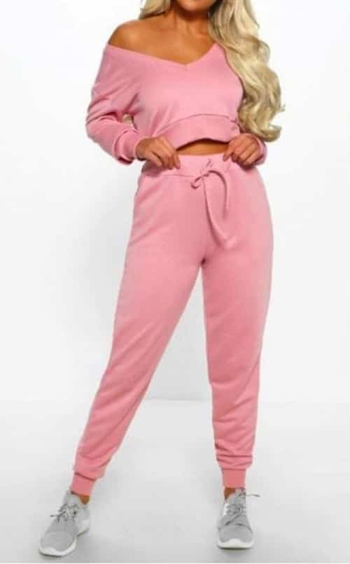 PINK CROPPED LOUNGEWEAR SET