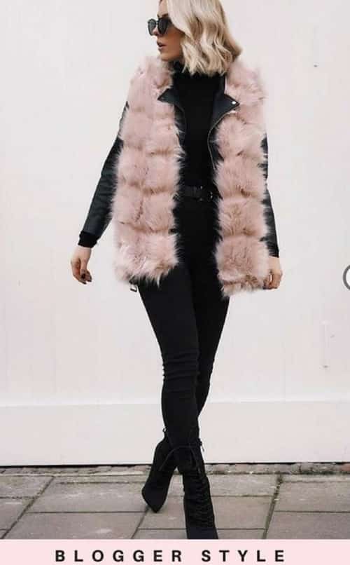 PINK FAUX FUR PANEL GILET