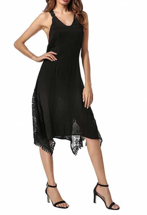 SAVE- Straps Asymmetrical Backless Sexy Lace Dresses