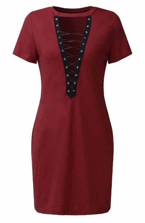 Save- Criss-Cross V-neck Short Sleeve Pencil Sexy Dresses
