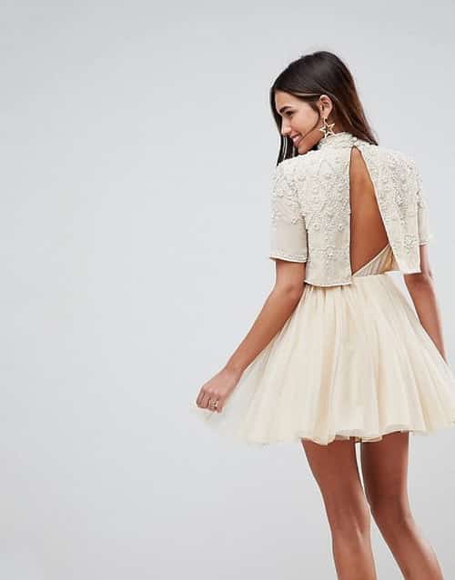 SALE - ASOS Embellished Tulle Cut Out Back Mini Dress