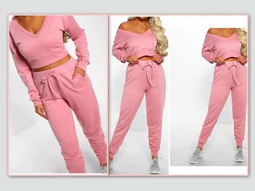 PINK CROPPED LOUNGEWEAR SET