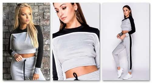 SIDE STRIPE CROP TOP & TROUSER LOUNGEWEAR SET