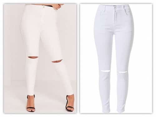 WHITE HIGH WAISTED RIPPED SUPER STRETCH JEANS