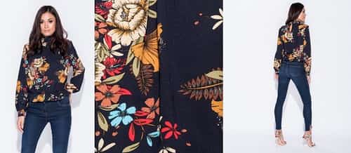 FLORAL PRINT HIGH NECK TOP