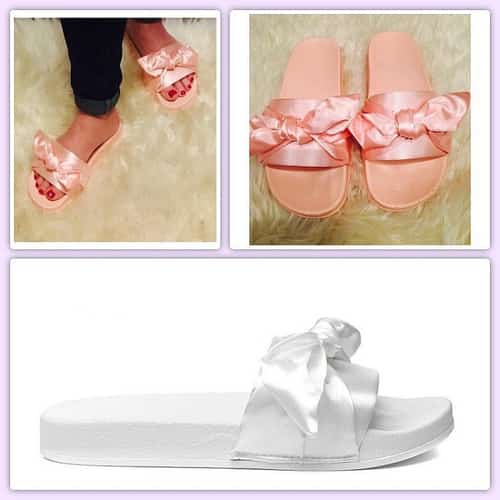 SATIN BOW KNOT PLATFORM SLIDERS