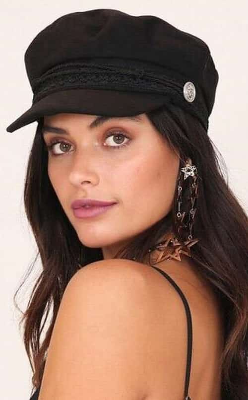 Black Lace & Rope Baker Boy Hat