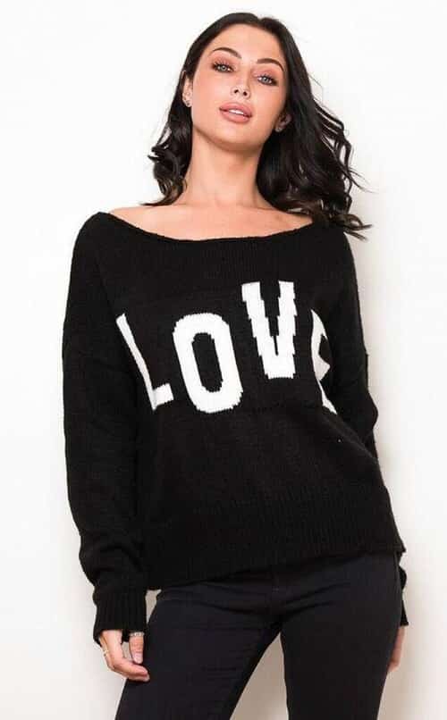 LOVE OFF THE SHOULDER JUMPER - BLACK