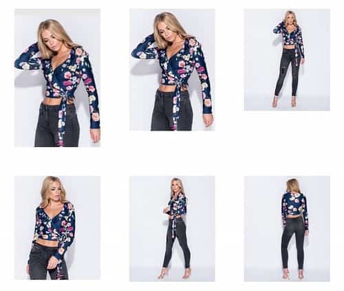 FLORAL PRINT RUFFLE DETAIL TOP