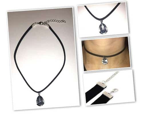 Black ribbon Choker with Water Drop Pendent