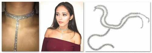 Double Hanging Rhinestone Choker Necklaces