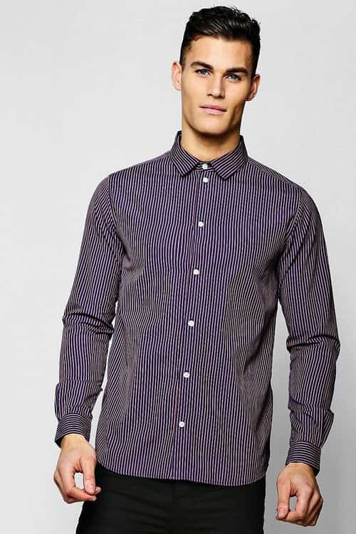 SALE - Jacquard Stripe Long Sleeve Smart Shirt!