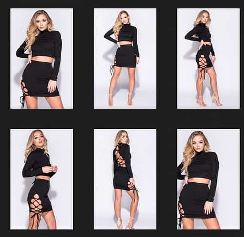 BLACK LACE UP DETAIL 2 PIECE