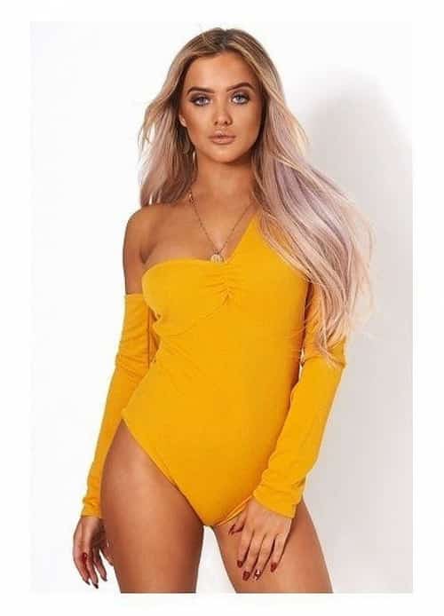 MUSTARD ONE SHOULDER BODYSUIT