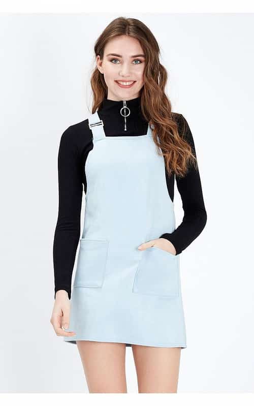 SALE - BLUE SUEDE PINAFORE DRESS