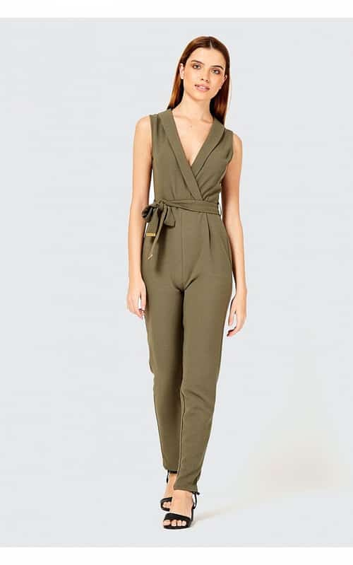 SALE - WRAP COLLAR CREPE JUMPSUIT