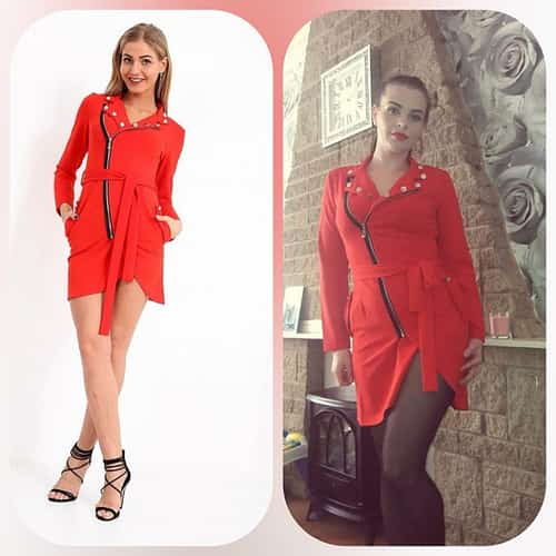 RED KADY ZIP FRONT BLAZER DRESS