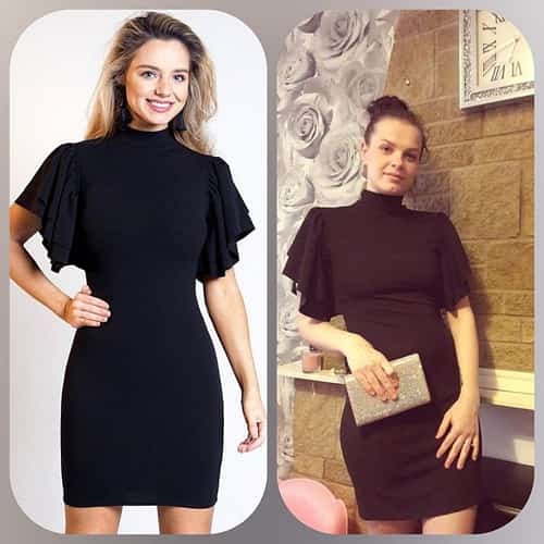 BLACK FRILL SLEEVE DRESS
