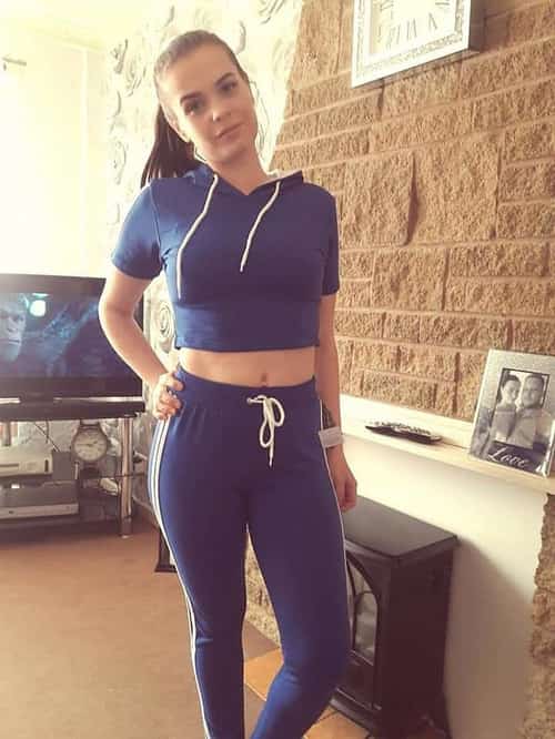 BLUE SIDE STRIPE HOODED CROP TOP LOUNGEWEAR SET