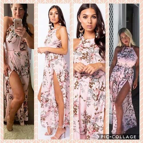 FLORAL THIGH SPLIT WIDE LEG TIE BACK JUMPSUIT